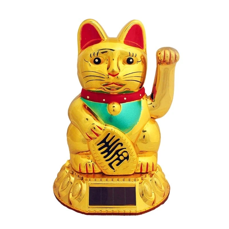 Lucky Cat Gold Groß Solarzelle