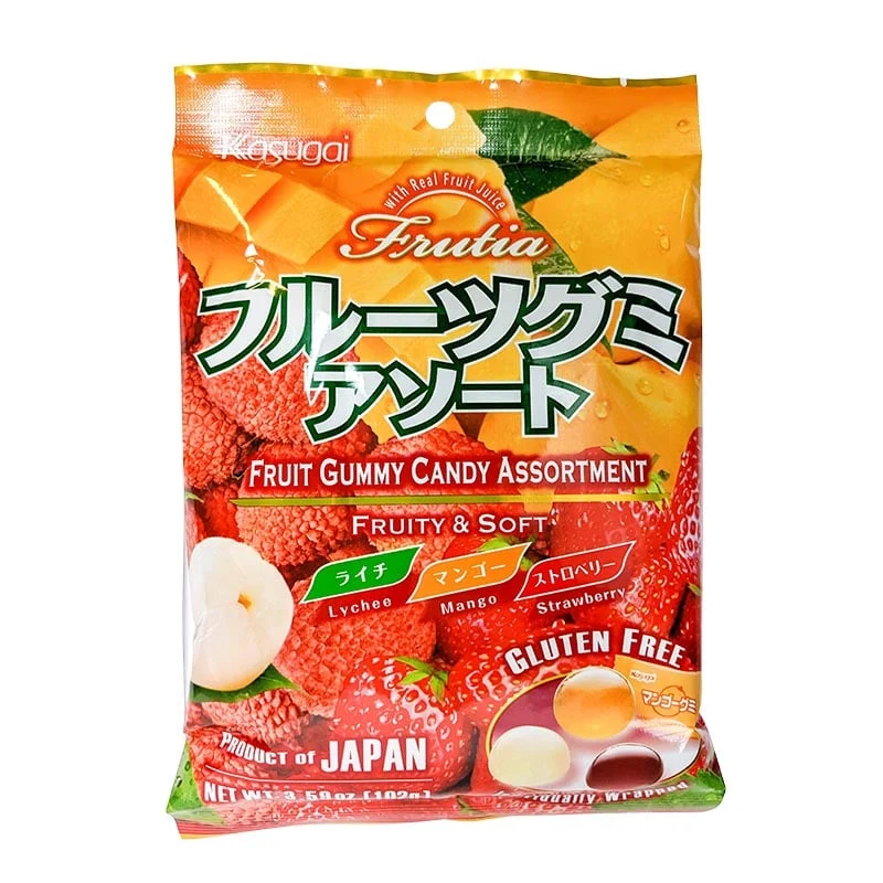 Kasugai Fruchtmischung Litschi, Erdbeere & Mango (Japanische Weingummis)