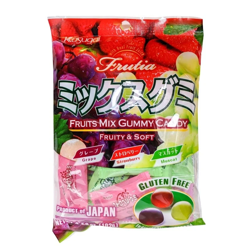 Kasugai Fruchtmischung Erdbeere & Trauben (Japanische Weingummis)