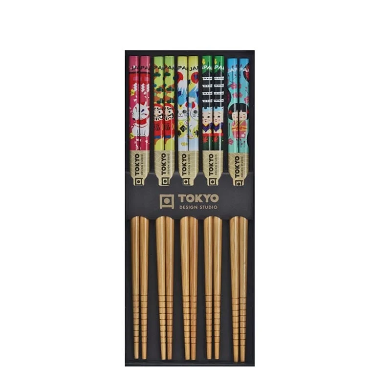 Essstäbchen mit Kawaii-Figuren 5 Paare
