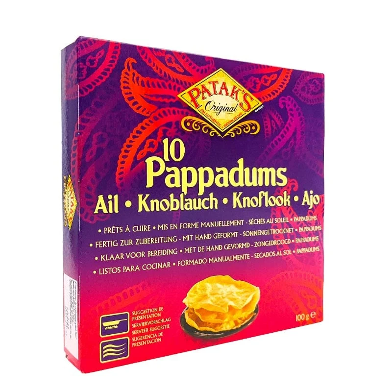 Pappadum Knoblauch, indisches Fladenbrot 10 Stück 100g