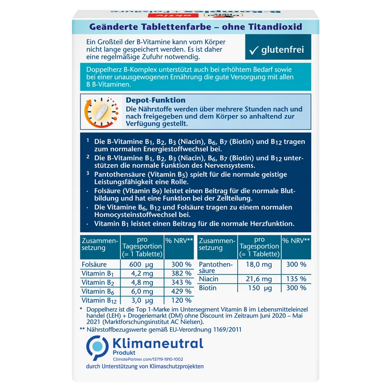 B-Komplex + Folsäure Depot (45 Tabletten)