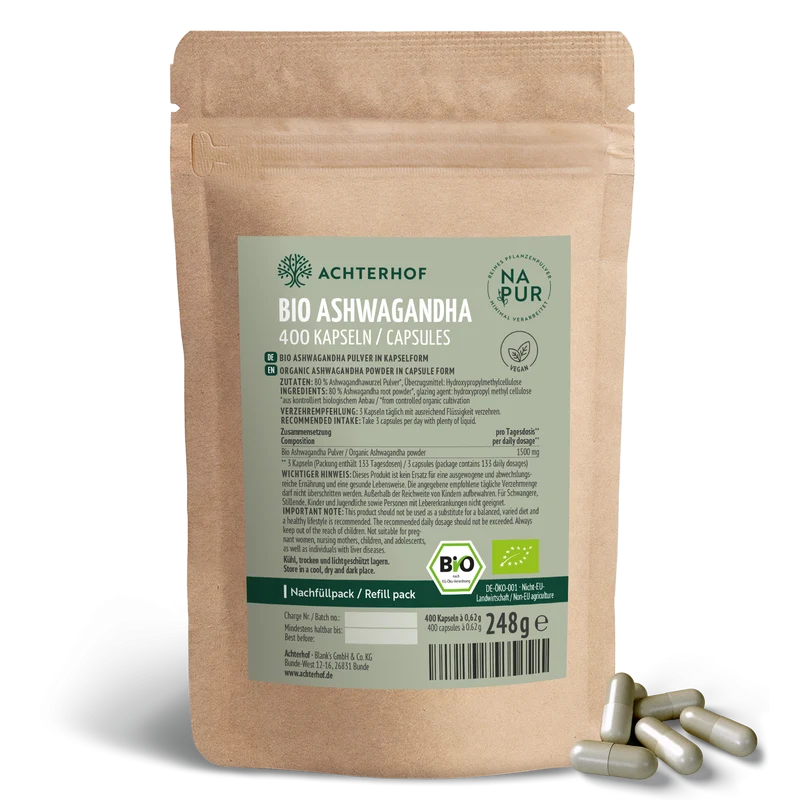 Bio Ashwagandha Kapseln Nachfüllpack (400 Kapseln)
